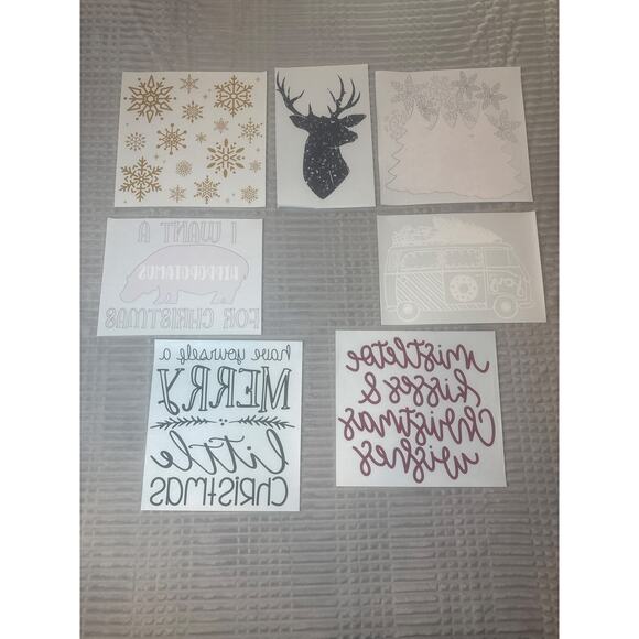 Bundle of Christmas Heat Transfers Deer Snowflakes Tress Hippopotamus Gift New - Picture 1 of 15